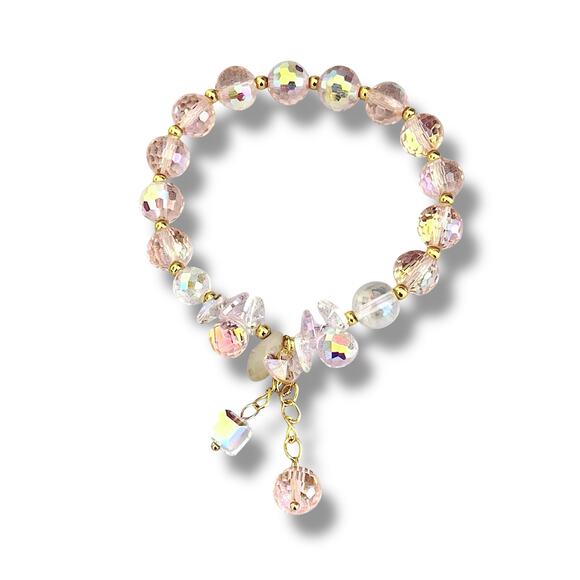 Pink Swarovski Beaded Charm Bracelet - Picture 6 of 12